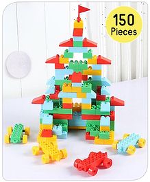 Babyhug Premium 150 Pcs Big Size Colorful Blocks| Toys Building and Construction Interlocking Jumbo Blocks with Big Building Storage Deluxe Bag| Educational and Learning Toy for Children| BIS Certified| Non-Toxic