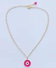 Lime By Manika Evil Eye Necklace - Pink Golden