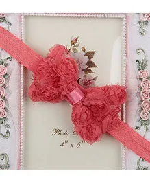 Bhoomi Collection Rose Flowers Bow Headband - Peach