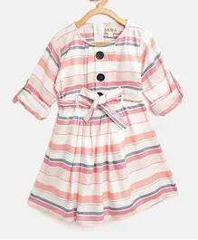 Bella Moda Striped Full Sleeves Dress - Multi Color Bella Moda Striped Full Sleeves Dress - Multi Color