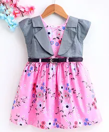 Twetoons Half sleeves Frock Floral Print - Pink Twetoons Half sleeves Frock Floral Print - Pink