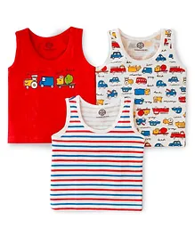 Tambourine Pack Of 3 Sleeveless Vehicles Print Tees - Multi Color Tambourine Pack Of 3 Sleeveless Vehicles Print Tees - Multi Color