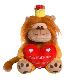 Ultra Lion Soft Toy With Heart Brown - Height 32.5 cm