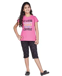 Soft Touche Half Sleeves Cute Print Detailing Night Suit - Pink Soft Touche Half Sleeves Cute Print Detailing Night Suit - Pink