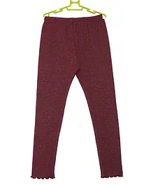 Nins Moda Lettuce Trim Leggings - Maroon Nins Moda Lettuce Trim Leggings - Maroon