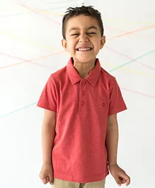 Campana Half Sleeves Solid Color Polo T-Shirt - Red Campana Half Sleeves Solid Color Polo T-Shirt - Red
