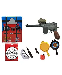 Emob 3 in 1 Complete Combat Water Crystal Jelly Balls Air Pistol Toy Gun Set Toy with Helmet & Pan Armor Sets - Multicolour