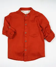 BAATCHEET Full Sleeves Solid Shirt - Orange BAATCHEET Full Sleeves Solid Shirt - Orange