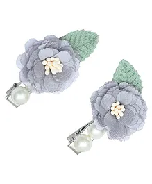 Funkrafts Flower Design Hair Clips - Grey