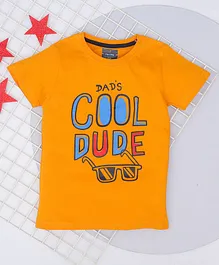 Hop n Jump Half Sleeves Cool Dude Print Tee - Mustard Hop n Jump Half Sleeves Cool Dude Print Tee - Mustard