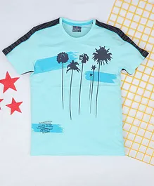 Hop n Jump Half Sleeves Palm Tree Printed Tee - Light Blue Hop n Jump Half Sleeves Palm Tree Printed Tee - Light Blue