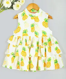 Hugsntugs Sleeveless Pineapple Print Layered Top - White Hugsntugs Sleeveless Pineapple Print Layered Top - White