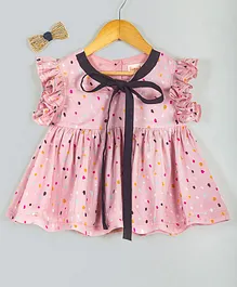 Hugsntugs Cap Sleeves Colourful Dot Printed Top - Pink Hugsntugs Cap Sleeves Colourful Dot Printed Top - Pink
