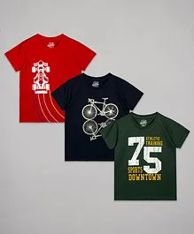 The Sandbox Clothing Co. Half Sleeves 75 Sports Down Town Print Pack Of 3 Tee - Multi Color The Sandbox Clothing Co. Half Sleeves 75 Sports Down Town Print Pack Of 3 Tee - Multi Color
