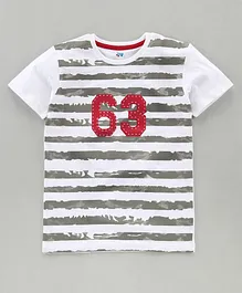 DEAR TO DAD Half Sleeves Striped Tee - White DEAR TO DAD Half Sleeves Striped Tee - White