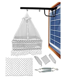VParents Moonshine Baby Crib Cradle with Bed pillow and Hanging Spring Window cradle Metal Hanger - Grey