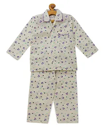 Fuzzy Bear 100% Full Sleeves All Over Printed Night Suit - Beige Fuzzy Bear 100% Full Sleeves All Over Printed Night Suit - Beige