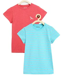 Campana Pack Of 2 Half Sleeves Striped Tees - Blue & Red Campana Pack Of 2 Half Sleeves Striped Tees - Blue & Red