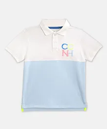 Cherry Crumble By Nitt Hyman Half Sleeves Color Block Polo Tshirt - White Blue Cherry Crumble By Nitt Hyman Half Sleeves Color Block Polo Tshirt - White Blue