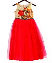 PinkCow Sleeveless Floral Print Gown - Red PinkCow Sleeveless Floral Print Gown - Red