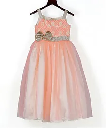 PinkCow Sleeveless Flower Embroidery Detailing Flared Gown - Peach PinkCow Sleeveless Flower Embroidery Detailing Flared Gown - Peach