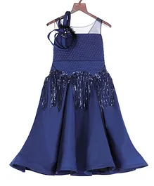 PinkCow Sleeveless Sequin Tassel Detailing Gown - Navy Blue PinkCow Sleeveless Sequin Tassel Detailing Gown - Navy Blue