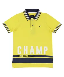 Allen Solly Juniors Half Sleeves Text Print Tee - Yellow Allen Solly Juniors Half Sleeves Text Print Tee - Yellow