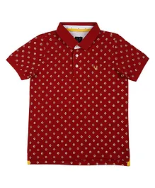 Allen Solly Juniors Half Sleeves All Over Printed Tee - Maroon Allen Solly Juniors Half Sleeves All Over Printed Tee - Maroon