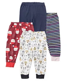 Kidi Wav Pack Of 4 Full Length Santa Print & Striped Pajama - Multi Color Kidi Wav Pack Of 4 Full Length Santa Print & Striped Pajama - Multi Color