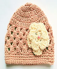 Knits & Knots Flower Design Cap - Peach Knits & Knots Flower Design Cap - Peach