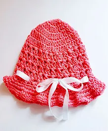 Knits & Knots Solid Colour Cap With Satin Bow - Pink Knits & Knots Solid Colour Cap With Satin Bow - Pink