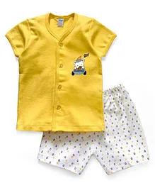 Tango Short Sleeves Night Suit Bear Print - Yellow White Tango Short Sleeves Night Suit Bear Print - Yellow White