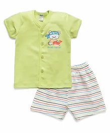 Tango Short Sleeves Night Suit Bear Print - Green White Tango Short Sleeves Night Suit Bear Print - Green White