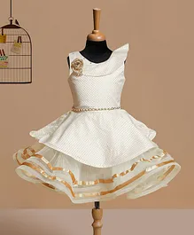 Betty By Tiny Kingdom Sleeveless Polka Dotted Fit & Flare Dress - White Betty By Tiny Kingdom Sleeveless Polka Dotted Fit & Flare Dress - White