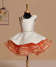 Betty By Tiny Kingdom Sleeveless Polka Dotted Fit & Flare Dress - Orange Betty By Tiny Kingdom Sleeveless Polka Dotted Fit & Flare Dress - Orange