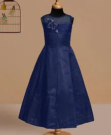 Betty By Tiny Kingdom Polka Dot Sleeveless Gown - Blue Betty By Tiny Kingdom Polka Dot Sleeveless Gown - Blue