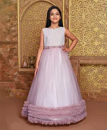 Betty By Tiny Kingdom Embroidered Floral Work Gown - Purple Betty By Tiny Kingdom Embroidered Floral Work Gown - Purple