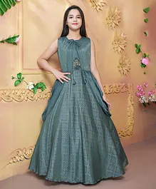 Betty By Tiny Kingdom Sleeveless Motif Print Gown - Dark Green Betty By Tiny Kingdom Sleeveless Motif Print Gown - Dark Green