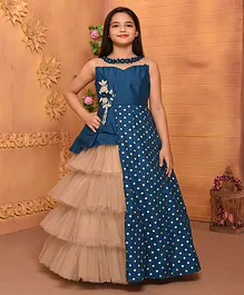 Betty By Tiny Kingdom Sleeveless Layered Floral Design Gown - Navy Blue Betty By Tiny Kingdom Sleeveless Layered Floral Design Gown - Navy Blue