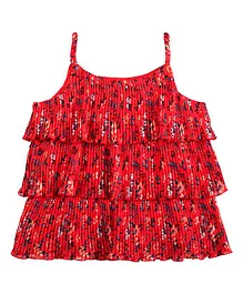 Gini & Jony Sleeveless Floral Printed Tiered Top - Red Gini & Jony Sleeveless Floral Printed Tiered Top - Red