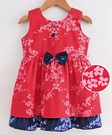 Twetoons Sleeveless Frock Floral Print - Red Twetoons Sleeveless Frock Floral Print - Red