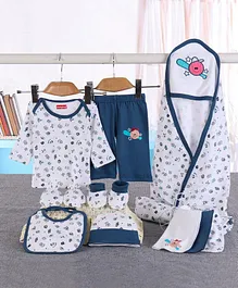 Babyhug Clothing Gift Set Sports Print Blue - 10 Piece