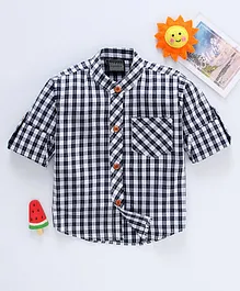 Rikidoos Checked Full Sleeves Shirt - Navy Blue Rikidoos Checked Full Sleeves Shirt - Navy Blue