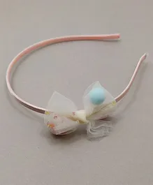 Kid-O-World Pom-Pom Net Bow Hair Band - Light Peach