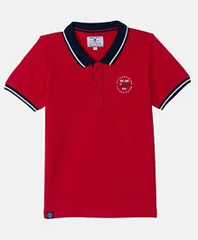 Monte Carlo Half Sleeves Solid Polo Tee - Red Monte Carlo Half Sleeves Solid Polo Tee - Red