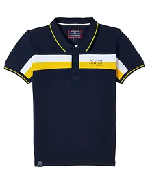 Monte Carlo Half Sleeves Dual Striped Polo Tee - Navy Blue Monte Carlo Half Sleeves Dual Striped Polo Tee - Navy Blue