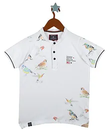 Monte Carlo Short Sleeves Bird Print Tee - White Monte Carlo Short Sleeves Bird Print Tee - White