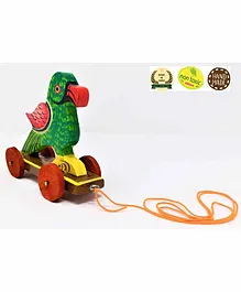 A&A Kreative Box Pull along Indian Parrot Wooden Toy - Multi colour 