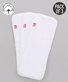 Babyhug Reusable SmartDry Organic Cotton Diaper Insert Pack of 3 - White