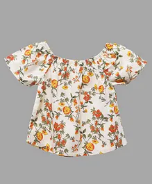 Little Carrot Short Sleeves Floral Print Off Shoulder Top - Yellow Little Carrot Short Sleeves Floral Print Off Shoulder Top - Yellow